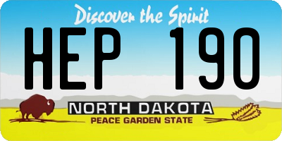 ND license plate HEP190