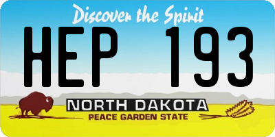 ND license plate HEP193