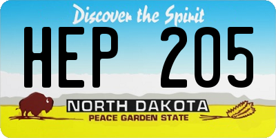 ND license plate HEP205