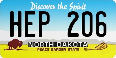 ND license plate HEP206