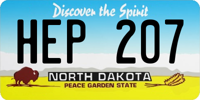 ND license plate HEP207