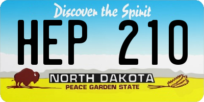 ND license plate HEP210