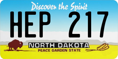 ND license plate HEP217