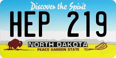 ND license plate HEP219