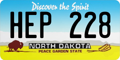 ND license plate HEP228