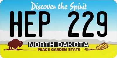 ND license plate HEP229