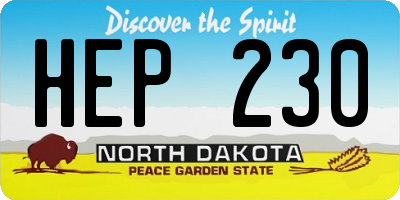 ND license plate HEP230