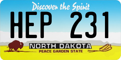 ND license plate HEP231