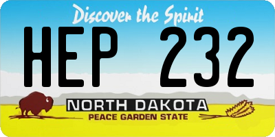 ND license plate HEP232