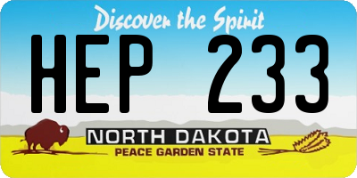 ND license plate HEP233