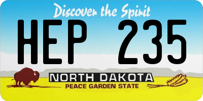 ND license plate HEP235