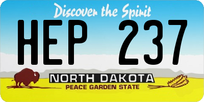 ND license plate HEP237