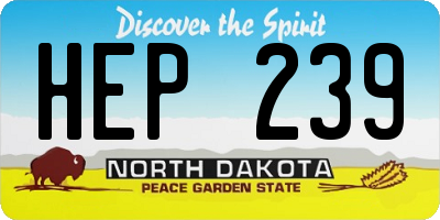 ND license plate HEP239