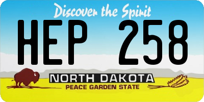 ND license plate HEP258