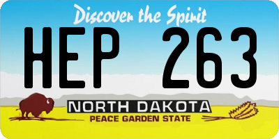 ND license plate HEP263