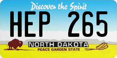 ND license plate HEP265