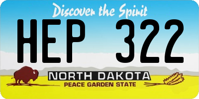ND license plate HEP322