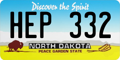 ND license plate HEP332
