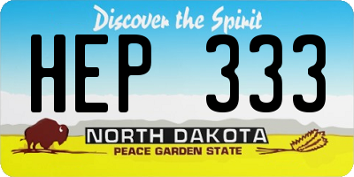 ND license plate HEP333
