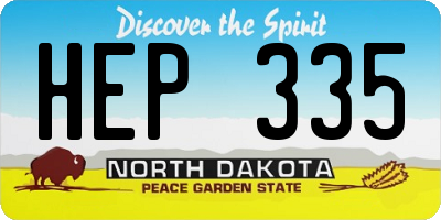 ND license plate HEP335