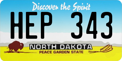 ND license plate HEP343