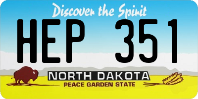 ND license plate HEP351