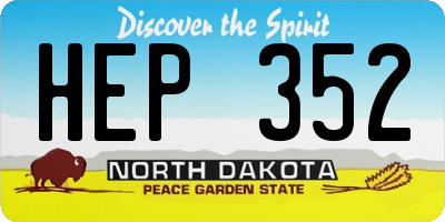 ND license plate HEP352