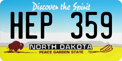 ND license plate HEP359