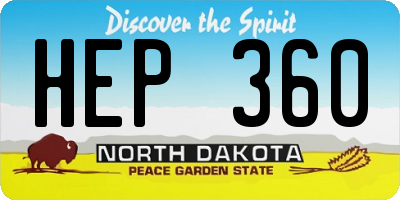 ND license plate HEP360