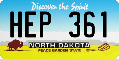 ND license plate HEP361