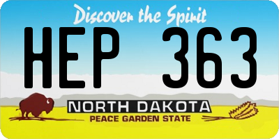 ND license plate HEP363