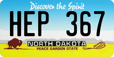 ND license plate HEP367