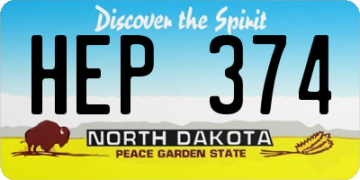 ND license plate HEP374