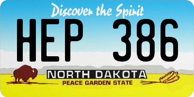 ND license plate HEP386