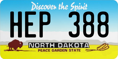 ND license plate HEP388
