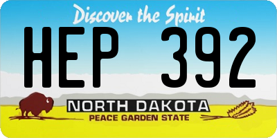 ND license plate HEP392