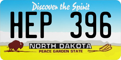 ND license plate HEP396