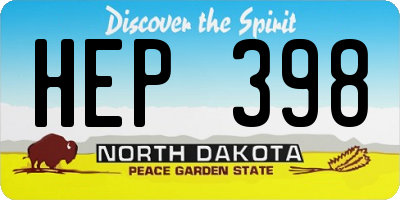 ND license plate HEP398