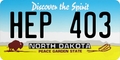 ND license plate HEP403