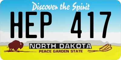 ND license plate HEP417