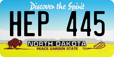 ND license plate HEP445