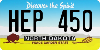 ND license plate HEP450