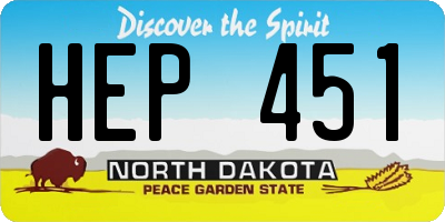 ND license plate HEP451