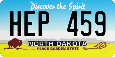 ND license plate HEP459