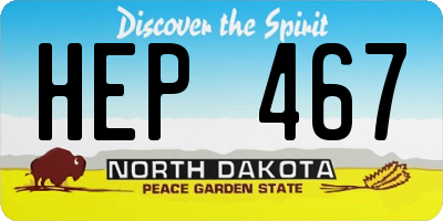 ND license plate HEP467