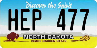 ND license plate HEP477