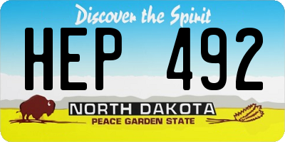 ND license plate HEP492