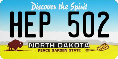 ND license plate HEP502
