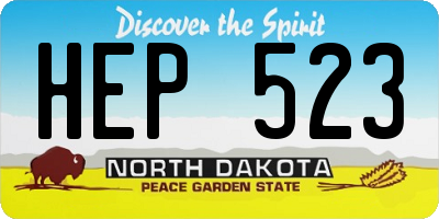 ND license plate HEP523