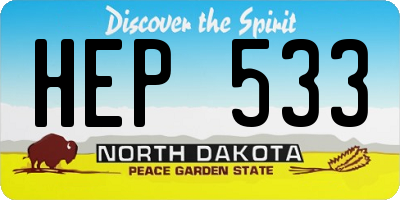 ND license plate HEP533
